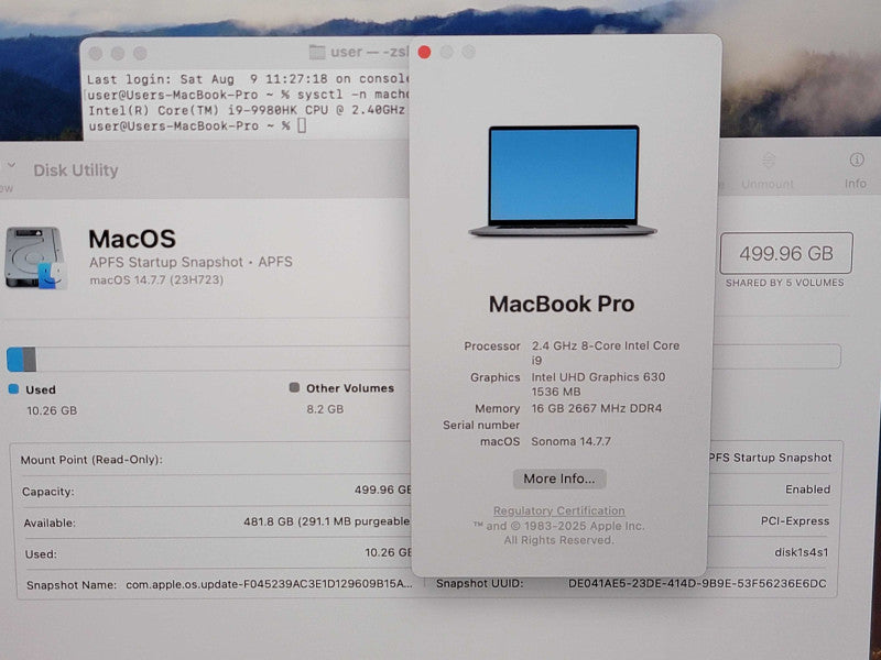 Apple Macbook Pro 2019 16" 8-Core i9-9980HK @ 2.4GHz 16GB DDR4 500GB SSD