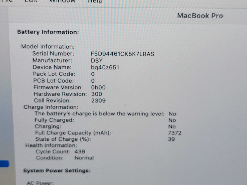 Apple Macbook Pro 2019 16" 6-Core i7-9750H @ 2.6GHz 16GB DDR4 500GB SSD
