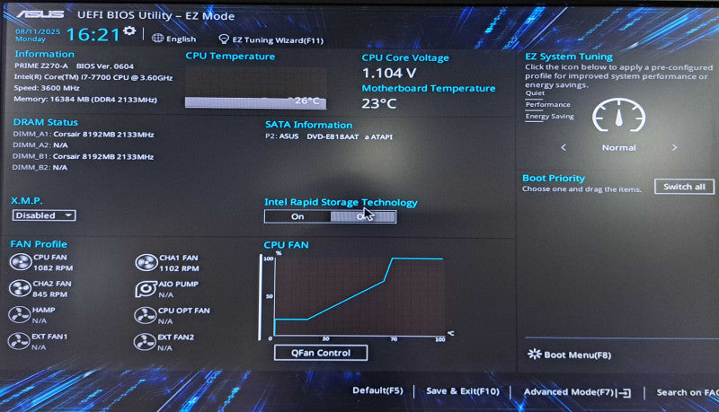 Custom PC | Asus PRIME Z270-A, Core i7-7700 @3.60Ghz, 16GB DDR4, 750W