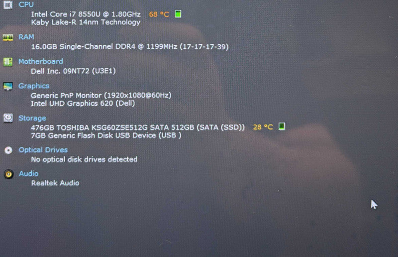 Dell Inspiron 5379 TOUCH Core i7-8550H@1.8GHz 16GB RAM 256GB SSD  Lap200