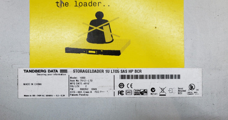 Tandberg Data 7812-lto  StorageLoader 1U LTO5 SAS *READ*