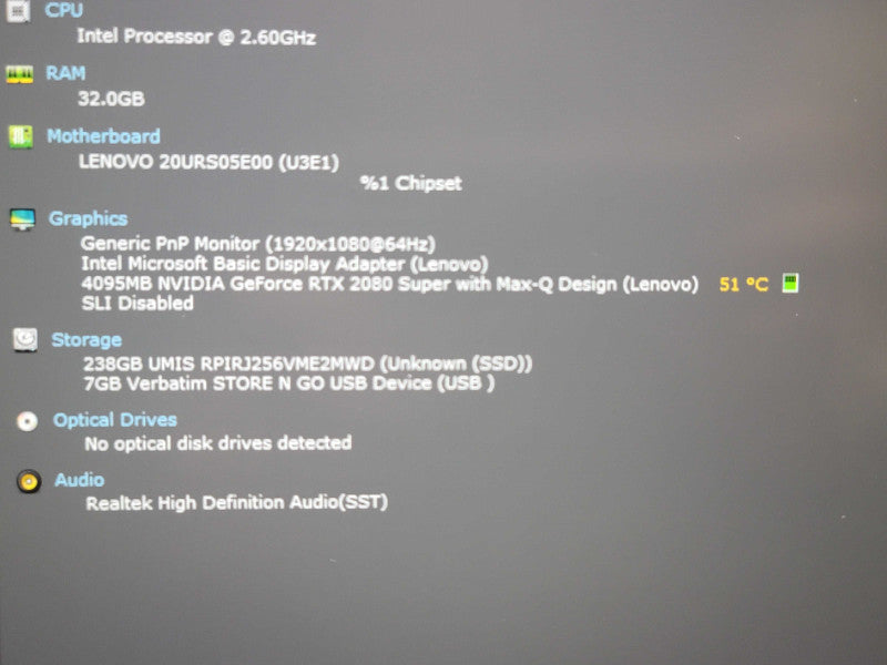 Lenovo ThinkPad T15g i7-10750H 32GB DDR4 RTX 2080 Super 256GB NVMe β Lap200