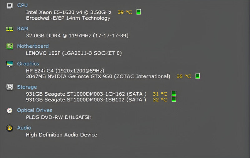 Lenovo ThinkStation P510, Xeon E5-1620 v4, 32GB DDR4, 2x 1TB HDDs, GTX950