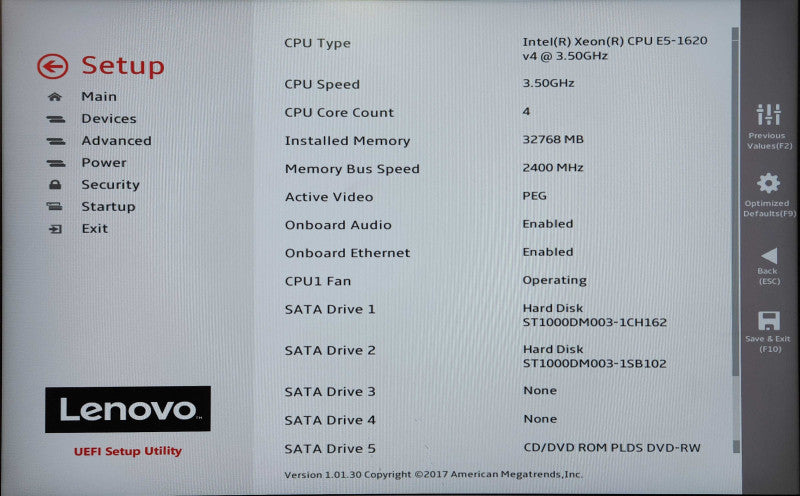 Lenovo ThinkStation P510, Xeon E5-1620 v4, 32GB DDR4, 2x 1TB HDDs, GTX950