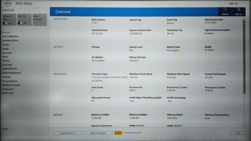 Dell Latitude 5520, i5-1145G7, 16GB DDR4, 256GB NVMe, No Power Adapter  Lap200