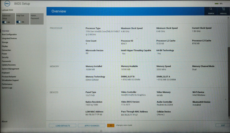 Dell Latitude 5520, i5-1145G7, 16GB DDR4, 256GB NVMe, No Power Adapter  Lap200