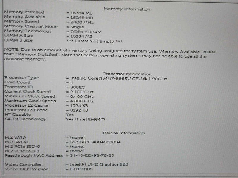 Dell Latitude 7400 i7-8665u 16GB DDR4 512GB SSD  β