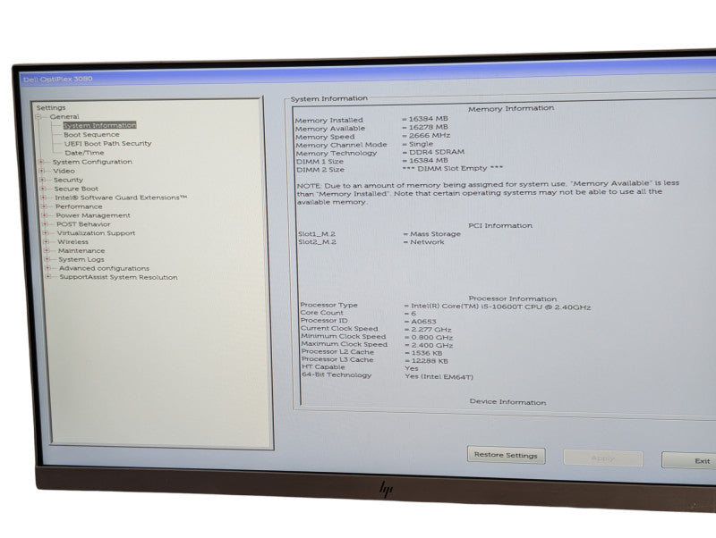 OptiPlex 3080 Micro Intel Core i5-10600T 16GB RAM 256GB NVMe SSD  -