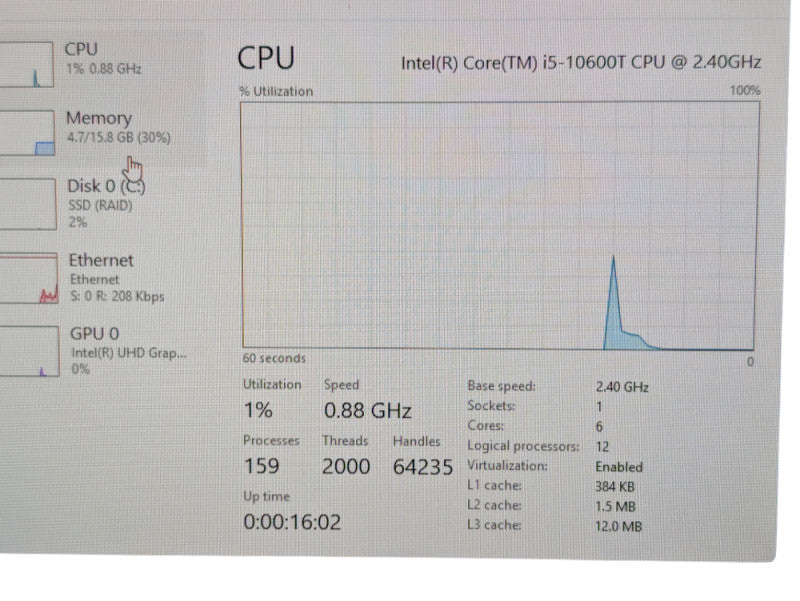 OptiPlex 3080 Micro Intel Core i5-10600T 16GB RAM 256GB NVMe SSD  -