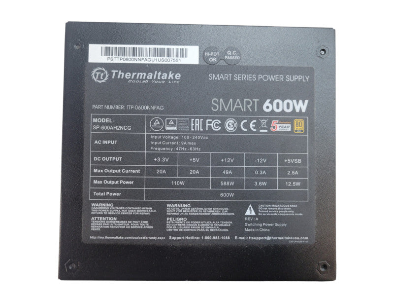 Thermaltake 600W Non-Modular ATX PSU (TTP-0600NNFAG) %