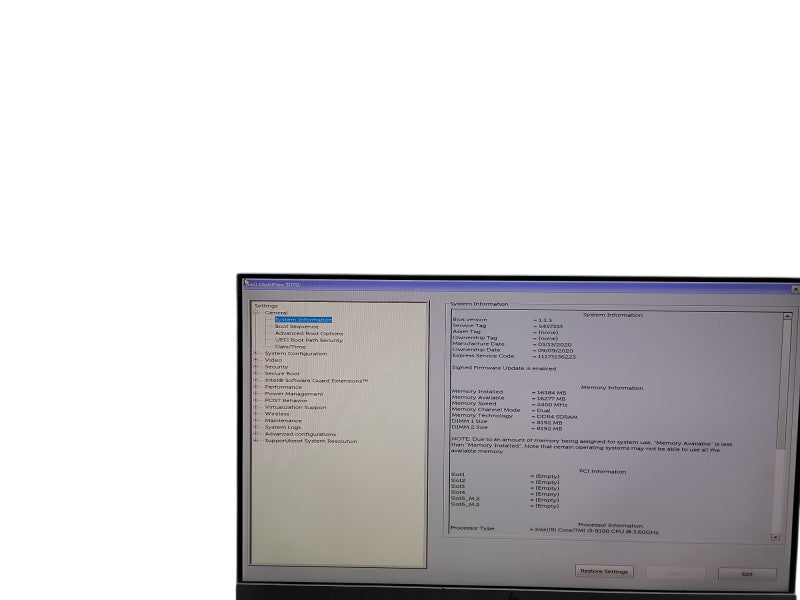Dell OptiPlex 3070 MT i3 - 9100 @ 3.60GHz 16GB DDR4 Ram   Qθ