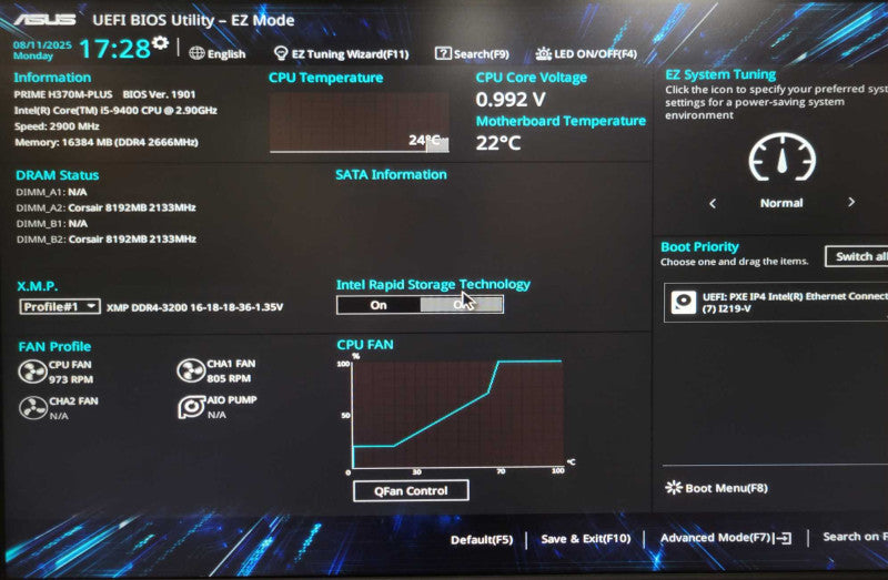 Asus Prime H370M-PLUS LGA1151 Board w/ Core I5-9400 CPU and 16GB DDR4 _