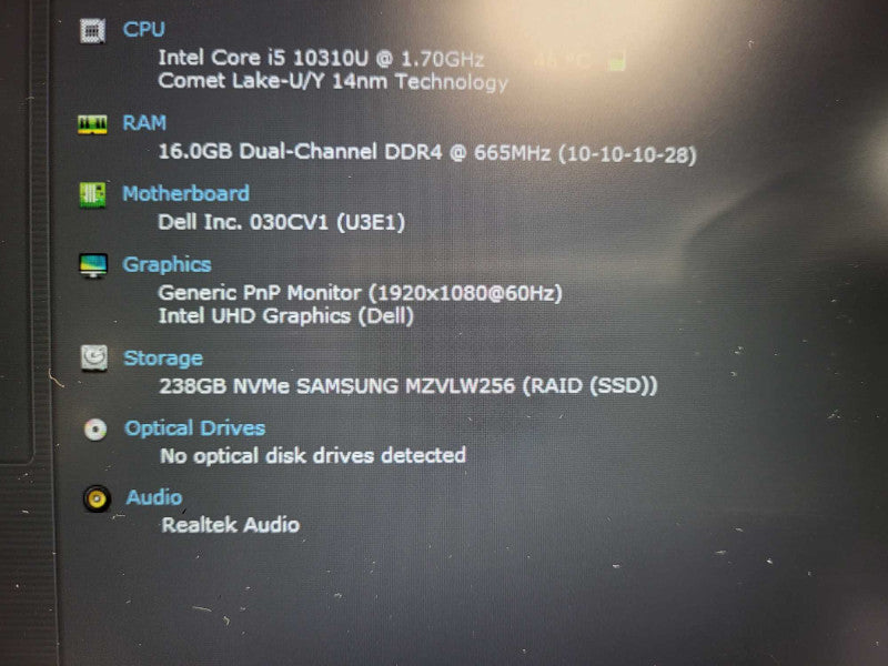 Dell Latitude 5410 | Core i5-10310U @1.70GHz, 16GB DDR4, 256GB NVMe  $ Lap200