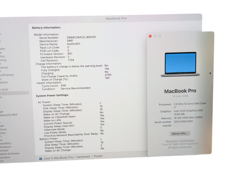 Apple MacBook PRO 15-inch 2018 i7-8850H 16GB RAM 500GB Storage READ  -