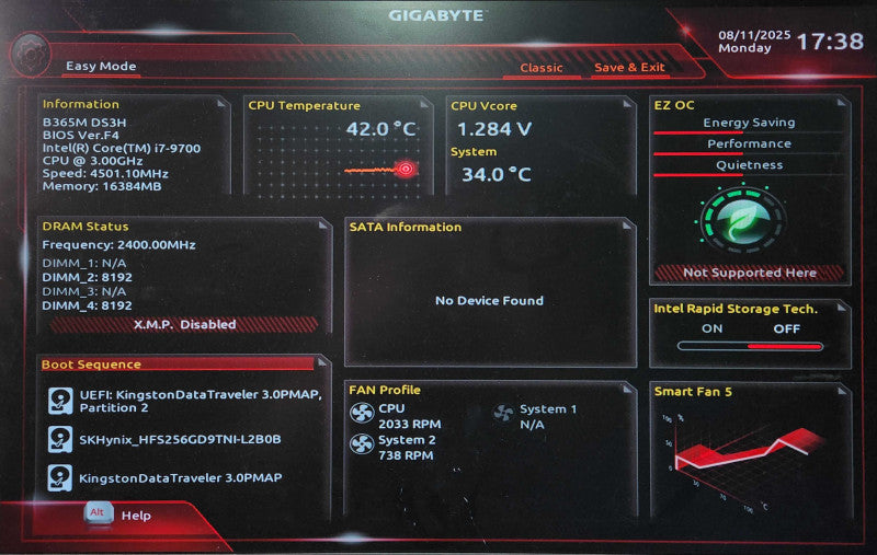 Custom PC, Gigabyte B365M-DS3H, i7-9700, 16GB DDR4, 256GB NVMe, GTX970