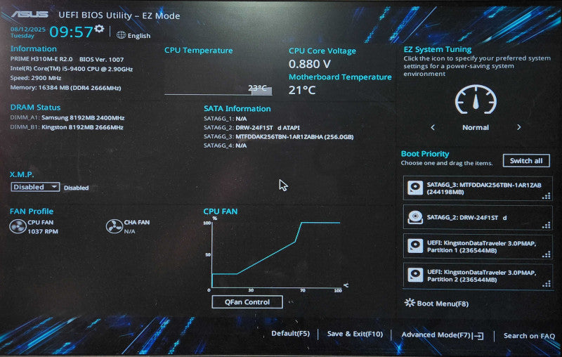 Custom PC, ASUS H310M-E, i5-9400 2.90GHz, 16GB DDR4, 256GB SSD