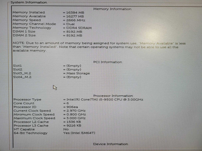 Dell Optiplex 3070 SFF Intel i5-9500 CPU 3.00GHz 16GB RAM 256GB NVMe  !