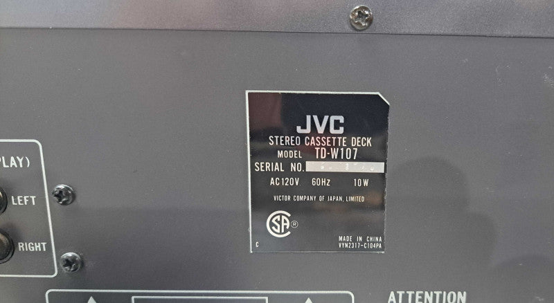 JVC Stereo Double Cassette Deck TD-W107