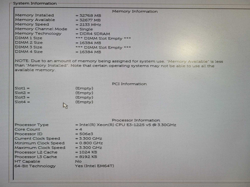 Dell PowerEdge T30 Server Intel Xeon E3-1225 v5 @ 3.3GHz 32GB  !