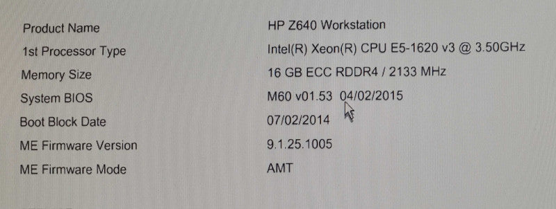 HP Z640 - Xeon E5-1620 v3 @ 3.5GHz, 16GB DDR4, SAS9217-4i4e, FIREPRO W7100