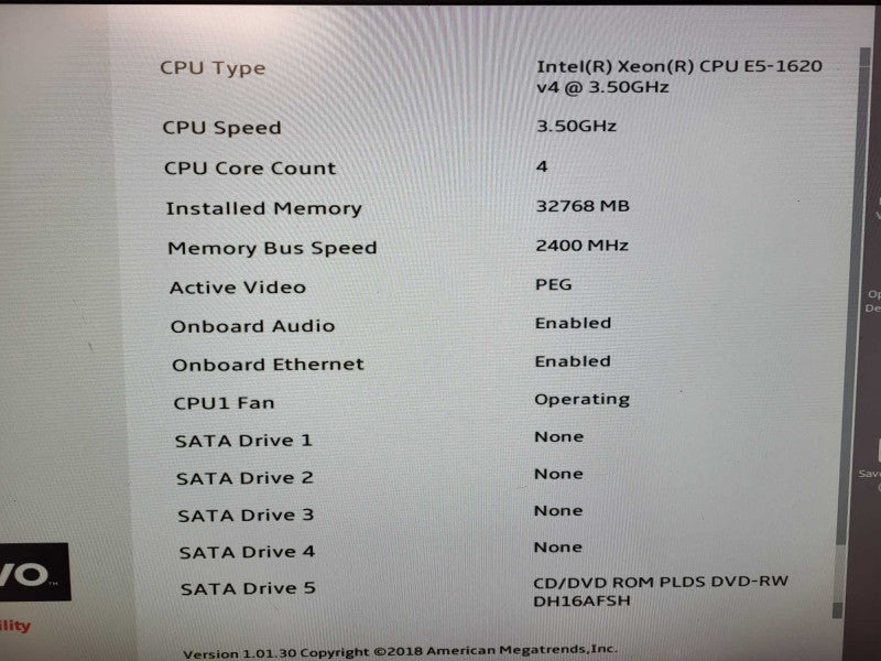 Lenovo ThinkStation P510 | Xeon E5-1620 v4 32GB DDR4 GTX 750Ti No HDD Q$