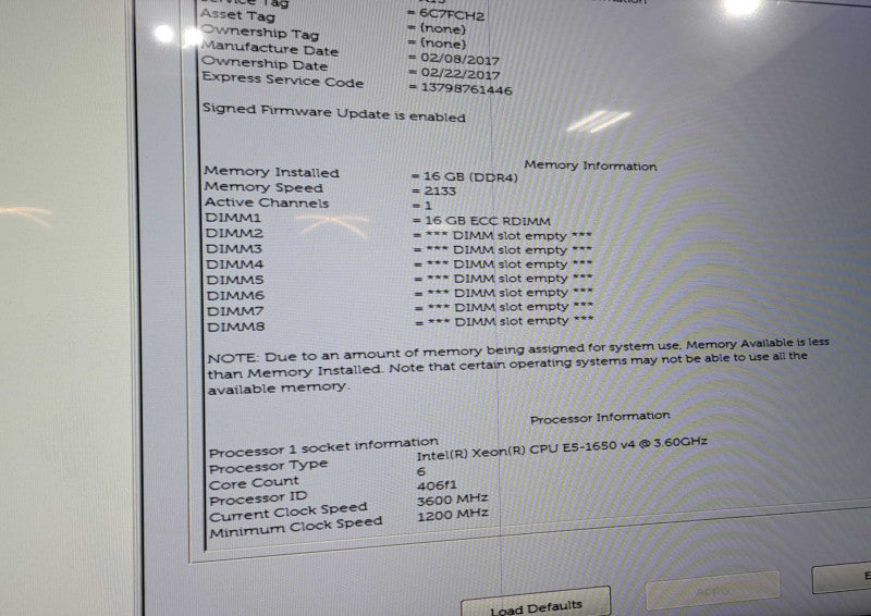 DELL Precision Tower 5810 Intel Xeon E5-1650 v4|16GB RAM|No HDD