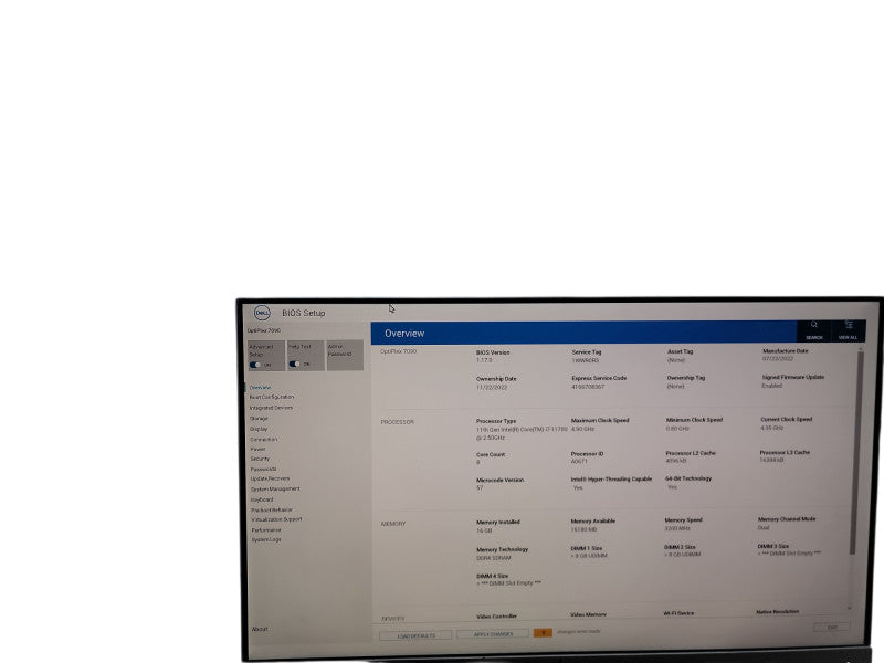 Dell OptiPlex 7090 MT 11th Gen i7 - 11700 @ 2.50GHz 16GB DDR4 SDRAM  Qθ