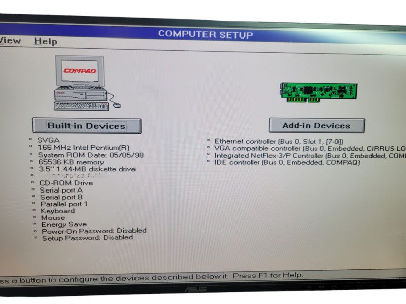 Compaq Deskpro 4000 Intel Pentium 166MHz 64MB RAM NO HDD %