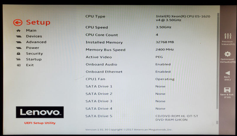 Lenovo ThinkStation P510 Xeon E5-1620 v4 32GB DDR4 GTX 750Ti - No HDD Q