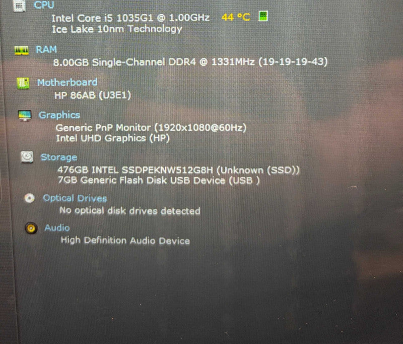 HP Pavilion 15 TOUCH Core i5-1035G1@1.00GHz 8GB RAM 512GB SSD READ  Lap200