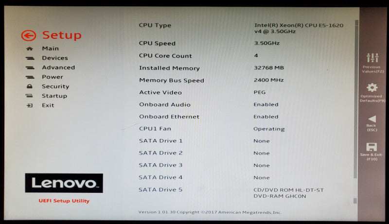 Lenovo ThinkStation P510 Xeon E5-1620 v4 32GB DDR4 GTX 1060 - No HDD