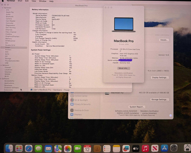 Apple MacBook Pro 15" 2018 i7-8850H Radeon Pro 560X 16GB RAM 512SSD READ!