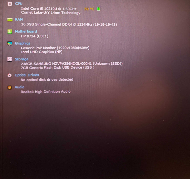 HP EliteBook 850 G7 Core i5-10210U@1.6GHz 16GB RAM 256GB SSD  Lap200