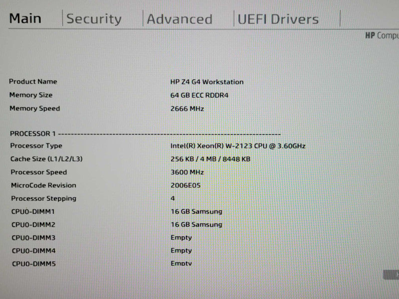HP Z4 G4 Workstation Xeon W-2123 3.60GHz, 64GB DDR4, K2200, 2TB HDD, 750W P _