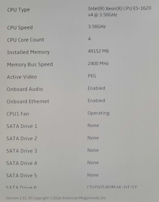 Lenovo ThinkStation P510 Xeon E5-1620 v4 @ 3.5GHz 48GB DDR4 GTX 1060 NO HDD
