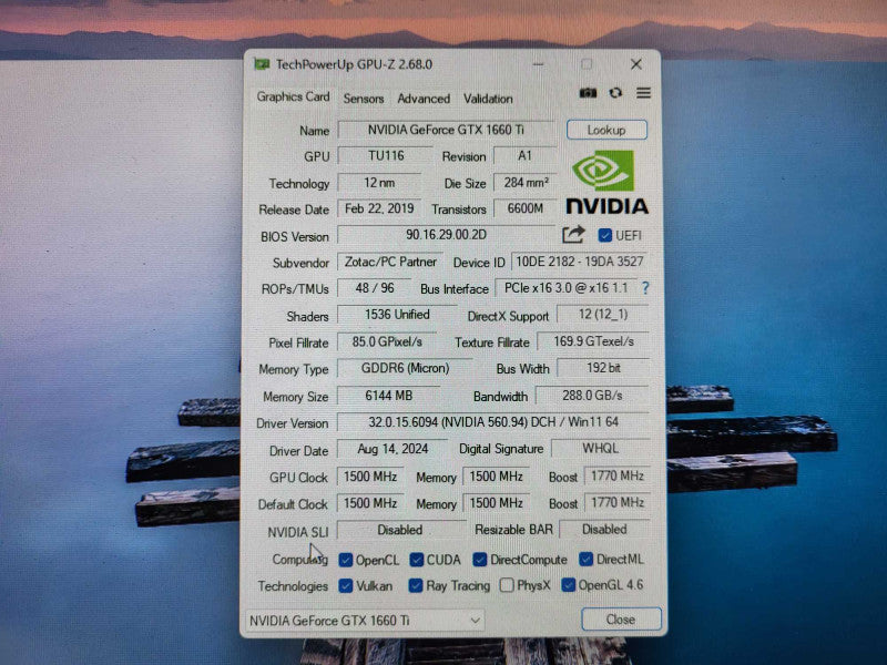 Zotac Gaming Geforce GTX 1660 Ti 6GB 192BIT GDDR6 1660ti GPU Graphics Card  $