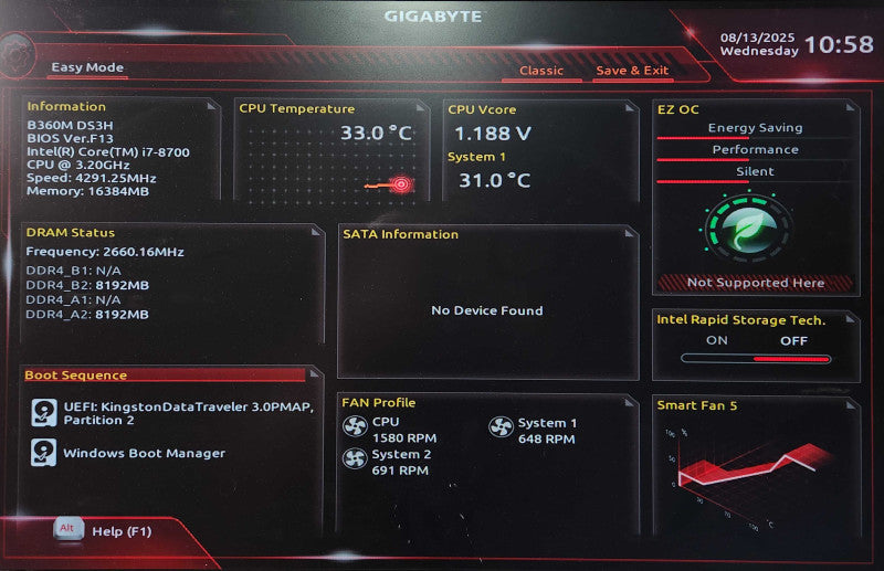 Custom PC, Gigabyte B360M DS3H, i7-8700, 16GB DDR4, 256GB NVMe, GTX960