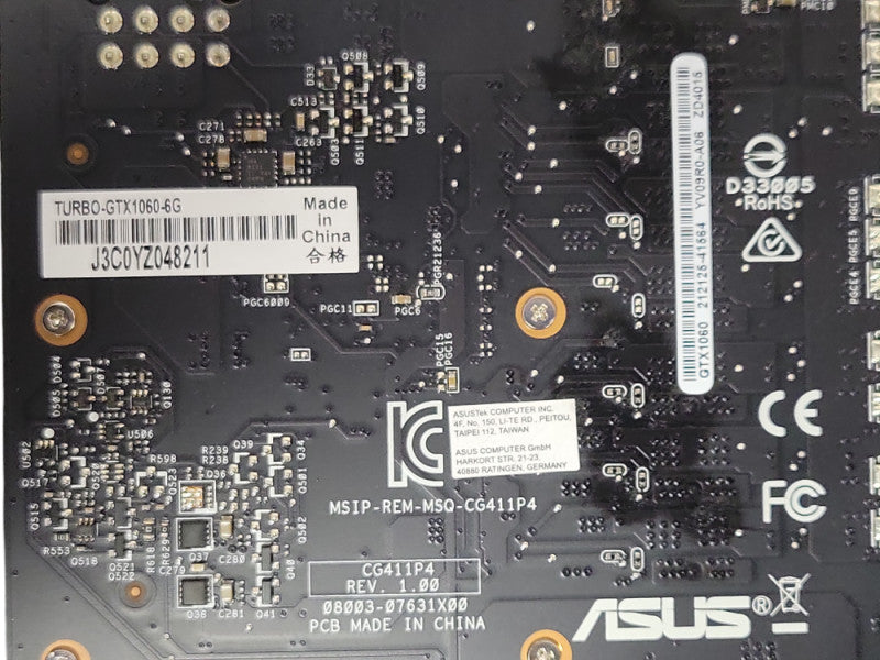 ASUS GeForce GTX 1060 Turbo 6GB GDDR5 Video Graphics Card Turbo-GTX1060-6G _