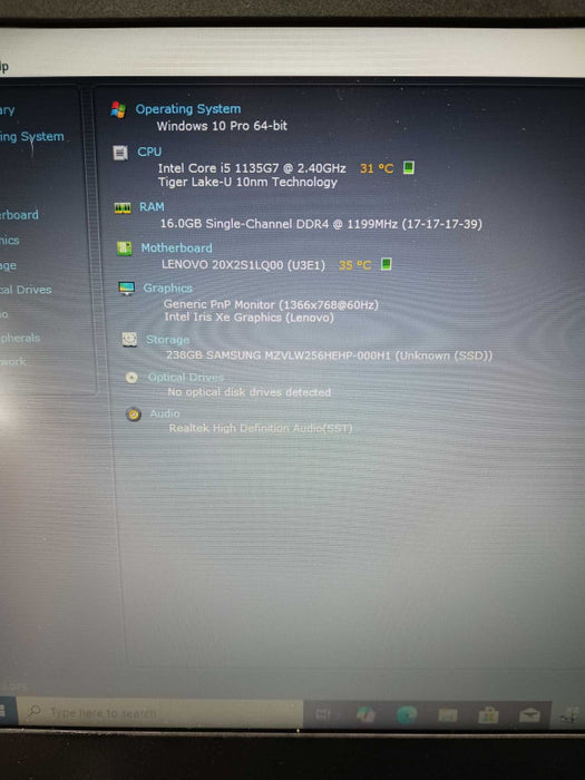Lenovo ThinkPad L14 G2 Core i5-1135G7@2.4GHz 16GB RAM 240GB SSD read  Lap200