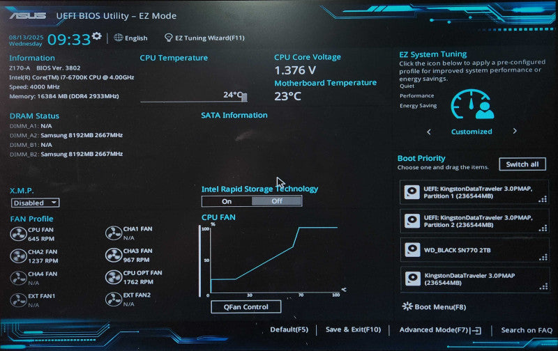 Custom PC, ASUS Z170-A, i7-6700K 4.00GHz, 16GB DDR4, 2TB SSD, RX 580