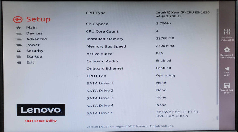 Lenovo ThinkStation P510 Xeon E5-1620 v4 32GB DDR4 - No HDD/GPU Q