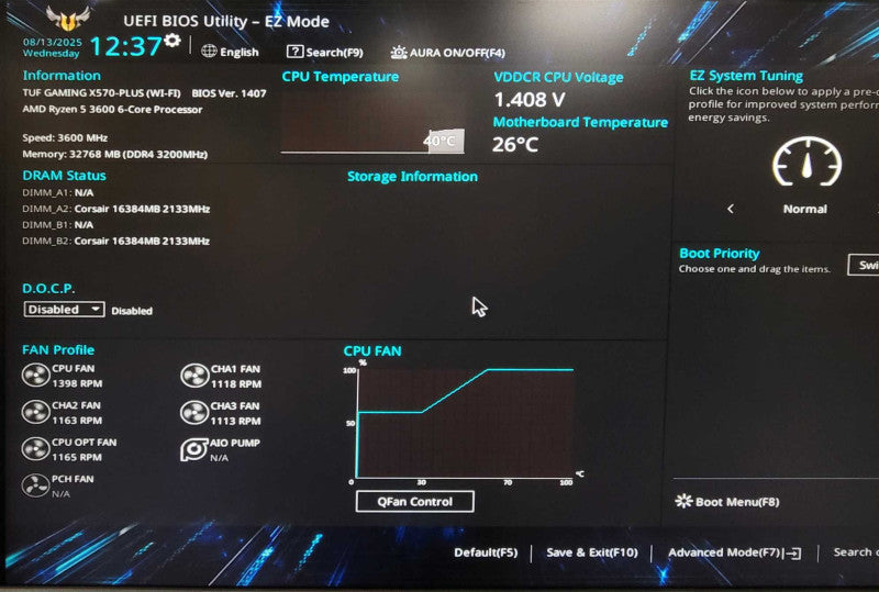 Custom/Asus PC, AMD Ryzen 5 3600 6-Core 3.6GHz, 32GB DDR4, 02G-P4-3753-KR  _