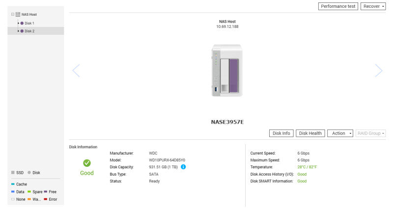 QNAP TS-231, 2 Bay NAS with 2x 1TB HDDs, No Power adapter