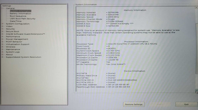 Dell Precision 3551, Core i7-10850H 2.70GHz 32GB DDR4, 512GB m.2, READ _ Lap200