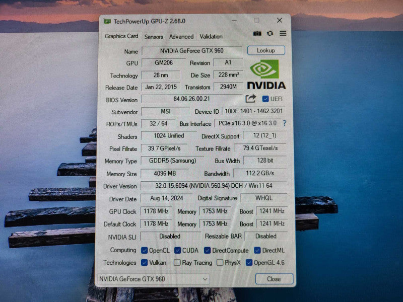 MSI NVIDIA GeForce GTX 960 4GD5T OC 4GB GDDR5 VIDEO CARD $