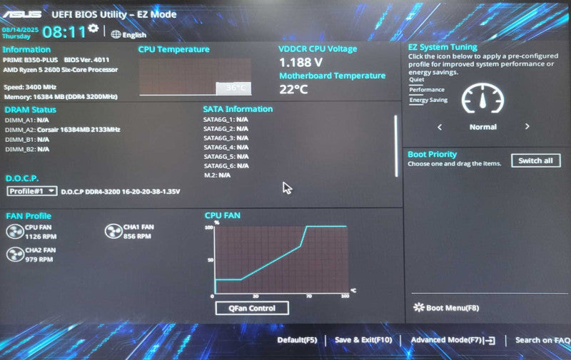 Custom/Asus PC, AMD Ryzen 5 2600 6-Core 3.4GHz, 16GB DDR4, 750W PSU,  _