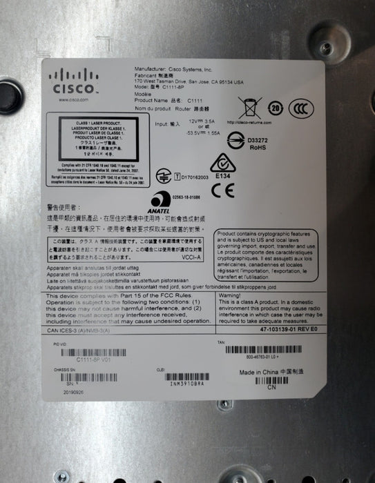 Cisco C1111-8P Series Integrated Services Router No AC