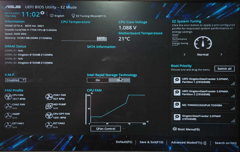 Custom PC, ASUS Z270-A, i7-7700 3.60GHz, 16GB DDR4, 256GB NVMe, GTX1060