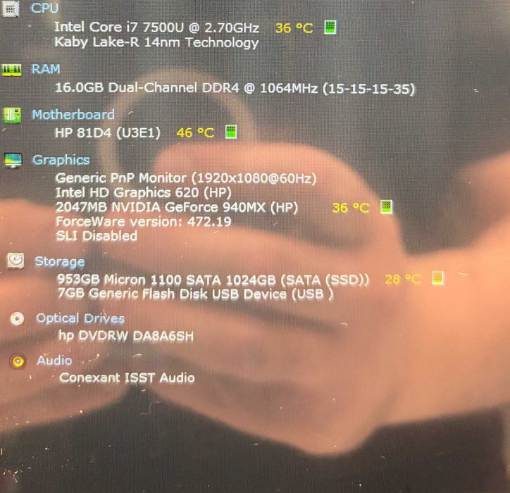 HP ENVY TOUCH i7-7500U@2.7GHz GeForce 940MX 2GB GPU 16GB RAM 1TB SSD  Lap200