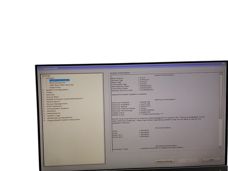 Dell OptiPlex 3080 SFF i5 - 10500 @ 3.10GHz 16GB DDR4 Ram  θ